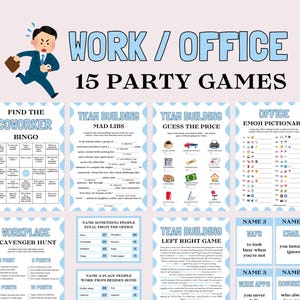 Team Building Games Bundle, Team Building Activities for Office Games, Mad Libs for The Office Party, Team Building Left Right Game for Team