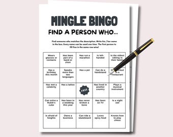 Mix and Mingle Bingo, Coworker Bingo Getting to Know You, Workplace Bingo Find Someone Who, Family Reunion Ice Breaker Bingo, Class Reunion