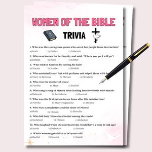 Frauen Geistlichkeit Spiele, Frauen der Bibel Trivia Spiel druckbar, Bibelspiele für Frauen Kirchenspiele, christliche Damen Luncheon Spiele
