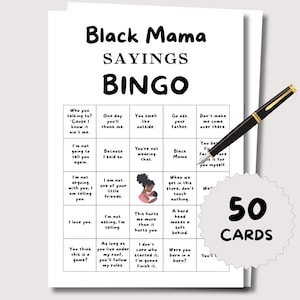 Black Mama Sayings Game Bingo Black Mama Saying, Black Momma Sayings Baby Shower Game, Black Baby Shower Games Moma Phrase Baby Shower Bingo