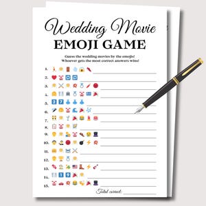 Bridal Shower Wedding Movies Emoji Pictionary Game, Bridal Shower Printable, Emoji Bridal Shower Game, Bridal Emoji Game Bridal Shower Games
