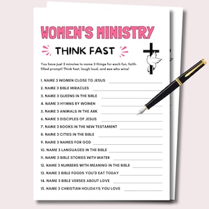 Womens Ministry Game Think Fast Game, Bible Games for Women Church Games, Christian Ladies Luncheon Games Icebreaker Womens Ministry Retreat
