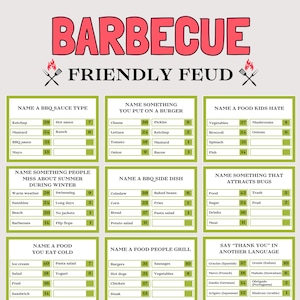 Juego de barbacoa amistoso, divertido juego de barbacoa para niños y adultos, juego de barbacoa familiar para fiestas de hamburguesas en el jardín, juego de fiesta de verano, barbacoa de verano para fiestas en el jardín