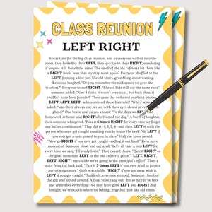 Class Reunion Left Right Game, Class Reunion Games, Class Reunion Favors, 30th 40th 50th Class Reunion, Class Reunion Ideas, Class of 1975
