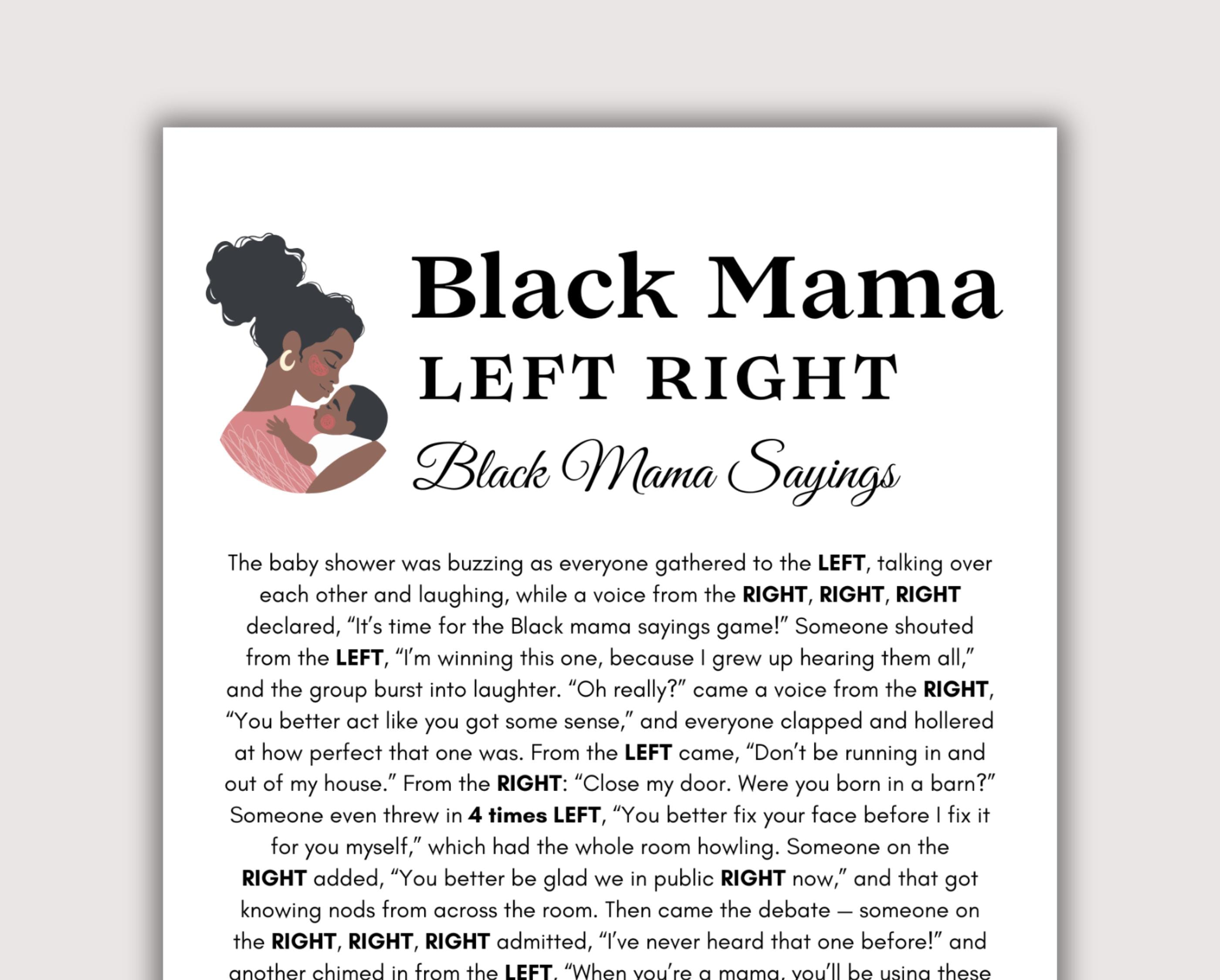 Black Mama Sayings Games Bundle, Black Mom Sayings Baby Shower