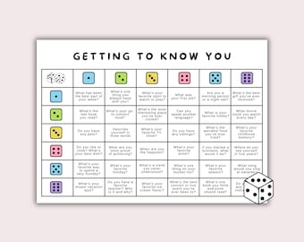DiceBreaker Roll and Tell-spel, kennismakingsspel, eenvoudig ijsbrekerspel, kantoorfeestspel voor volwassenen, afdrukbaar dobbelspel voor kinderen