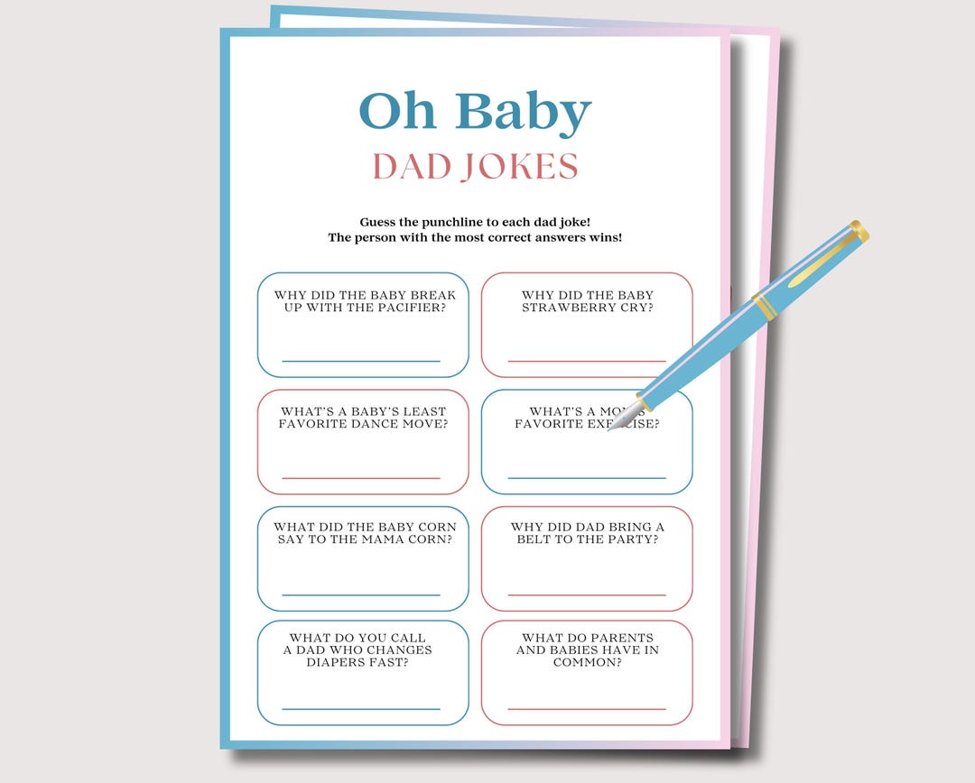 Dad Joke Baby Shower Game, Dad Jokes Game, Gender Reveal Game for Daddy ...