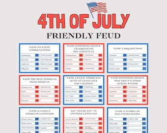 Juego de rivalidad amistosa del 4 de julio, divertido juego del 4 de julio para adultos y niños, juego de rivalidad familiar imprimible del 4 de julio, actividad para fiestas del 4 de julio