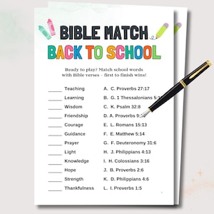 Back to School Bible Game, Christian Back to School Activities, Sunday School Back to School Bible Lesson, Back to School Games Printable