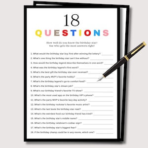 18th Birthday Game Who Knows The Birthday Girl Best, Birthday Party Game for Her Him, Printable Birthday Game, Bday Trivia Game Fun Quiz