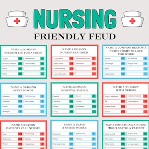 Nurse Feud Game, Nursing Family Feud, Printable Nursing Party Game, Nurse Game Nursing Graduation Game, Nurse Retirement, Nurse Appreciation