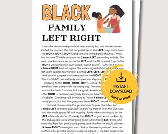 Jeu Black Family Left Right, Jeu amusant Black Family Réunion, Jeu Black Family Pass the Prize, Black Games for Family, Black Game Night