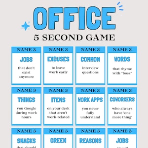 Juego de 5 segundos para la oficina, divertido juego de trabajo en equipo para el personal, juego de fiesta de oficina "Piensa rápido", actividad de trabajo en equipo para romper el hielo en el trabajo.