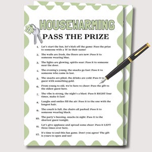 Housewarming Pass The Prize, Printable Housewarming Games, Pass the Gift Poem, Housewarming Party Game, New Home Games, House Warming Games
