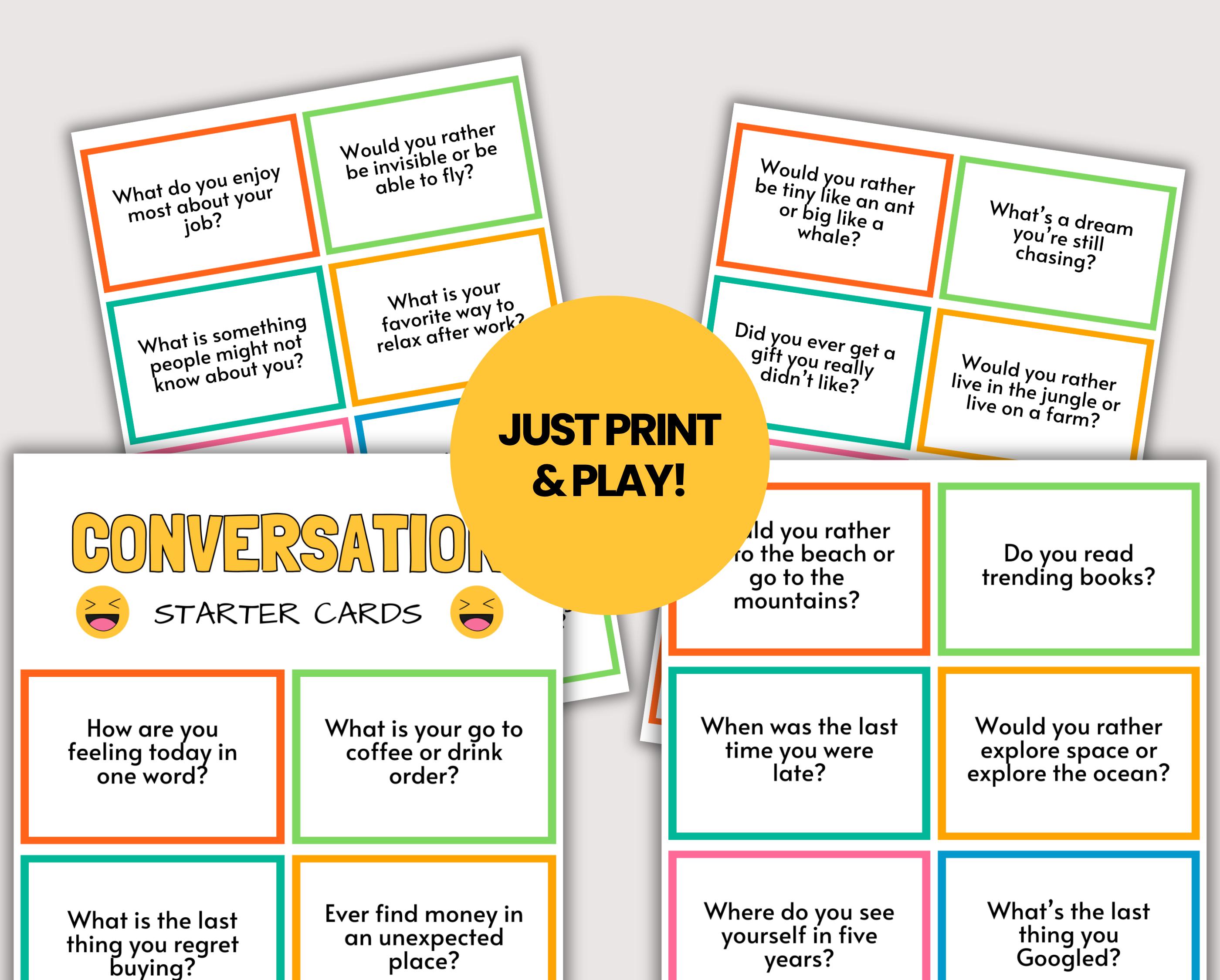 Fun Team Building Conversation Starter Cards, Office Party Ice Breaker ...