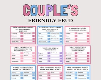Couple Friendly Feud Game, Fun Game for Couples, Couple Activity Date Night Game, Romantic Couple Trivia Quiz, Adult Valentine Party Game