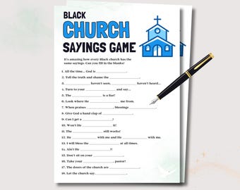 Black Church Sayings Game, Printable Game for Family Adults Kids and Church Party, Games for Church Activities, Church Trivia Christian Game