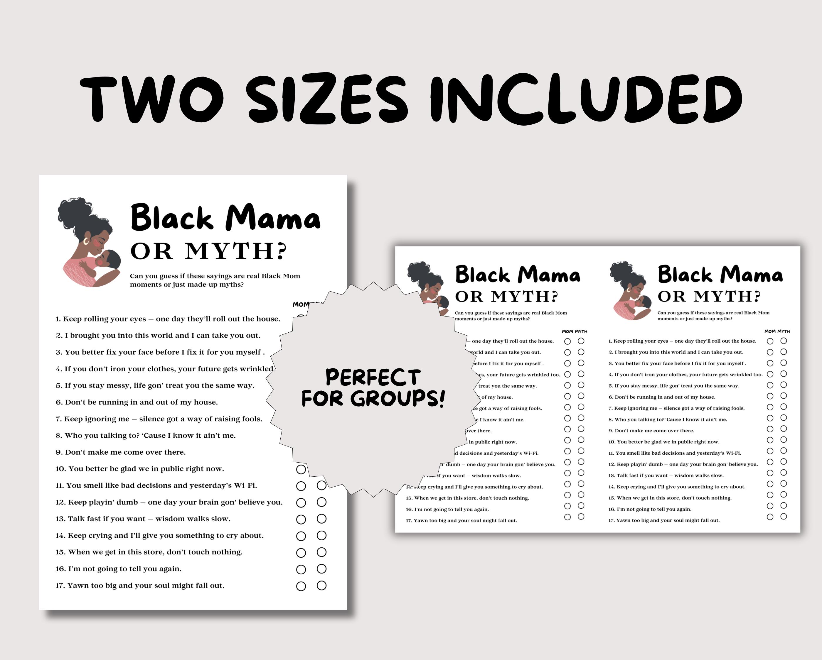 Black Mama Sayings Games Bundle, Black Mom Sayings Baby Shower