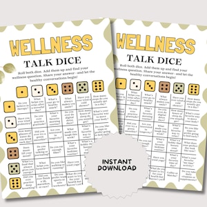 Wellness Talk Dice Game, Printable Wellness Activity for Adults, Wellness Retreat Activities, Wellness Games for Wellness, Health Games