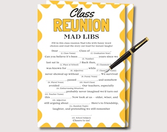 Class Reunion Mad Libs Game, Fun Printable Class Reunion Game, High School Reunion Game, Class Reunion Activity Group Ice Breaker Game