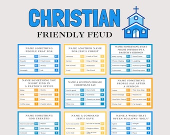 Christian Friendly Feud Game, Fun Christian Trivia for Kids and Adults, Church Activity for Teens Sunday School Game, Bible Christian Games