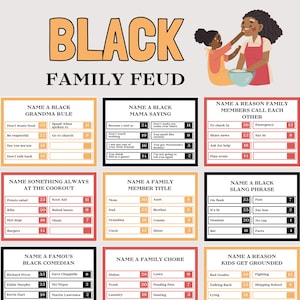 Black Family Feud Game, Fun Black Family Reunion Game, Icebreaker for Family Reunion, Black Games for Family Activity, Friendly Feud Game