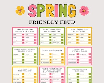 Spring Friendly Feud Game, Printable Spring Party Game for Kids Adults, Spring Game for Family Feud, Spring Trivia Quiz, Spring Office Game
