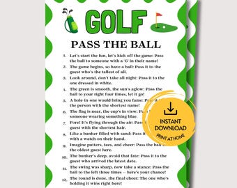 Juego de golf "Pasa la pelota", divertido juego imprimible para fiestas de golf para adultos y niños, juego temático de golf "Pasa el premio", juego de golf para la jubilación, actividad de cumpleaños relacionada con el golf.