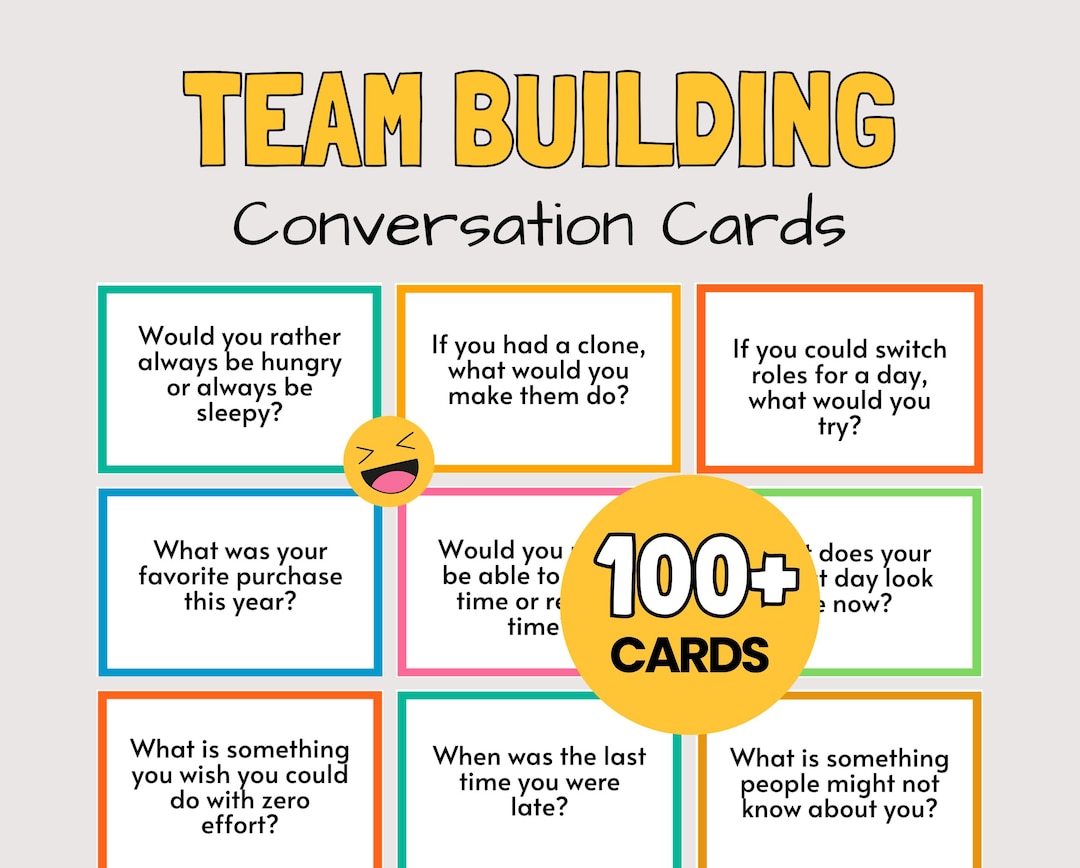 Fun Team Building Conversation Starter Cards, Office Party Ice Breaker ...