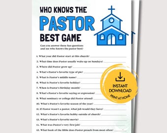 Who Knows the Pastor Best Game, Fun Printable Pastor Appreciation Activity, Pastor Trivia Game, Church Party Game Icebreaker for Adults Kids