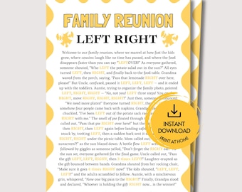 Family Reunion Left Right Game, Fun Printable Family Game Night Pass the Prize Game, Family Pass the Gift Game, Family Party Icebreaker