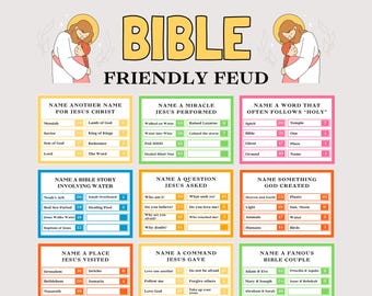 Bible Family Feud, Fun Bible Game for Kids Adults, Bible Friendly Feud, Teen Sunday School Games, Christian Bible Trivia Game for Church