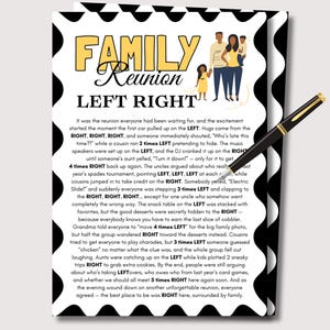 Family Reunion Left Right Game, Family Reunion Icebreaker Family Reunion Games, Black Family Reunion Fun Pass the Gift, Family Reunion Party
