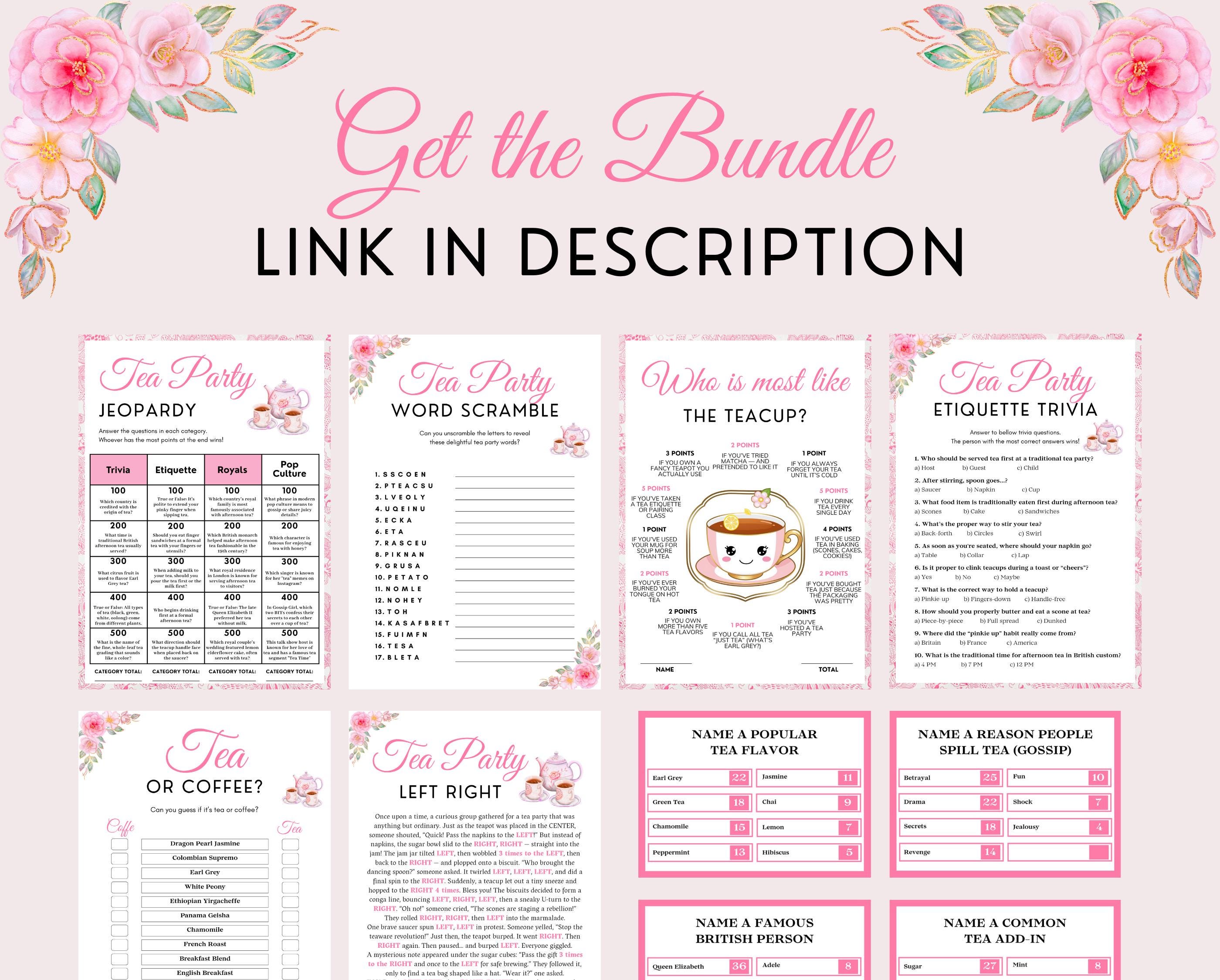 Tea Party Riddles Tea Party Games, Adult Tea Party Game for Ladies Tea ...