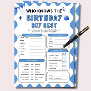 Who Knows The Birthday Boy Best, Birthday Game for Boys, Birthday Guy Game, Boys Birthday Who Knows Him Best Birthday Boy Game Games for Him