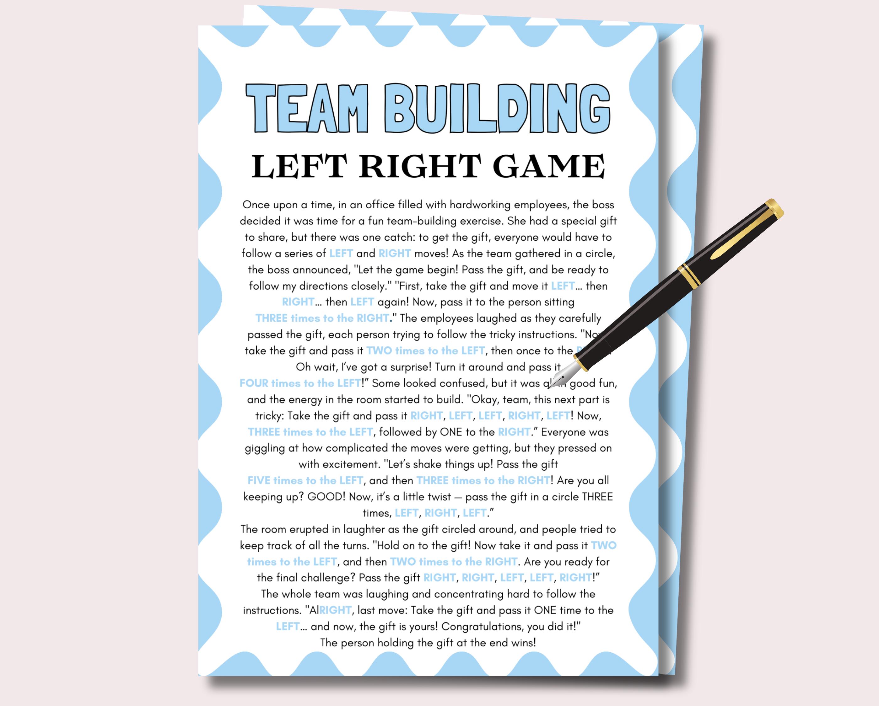 Team Building Left Right Game, Right Left Game for Team Building, Team ...