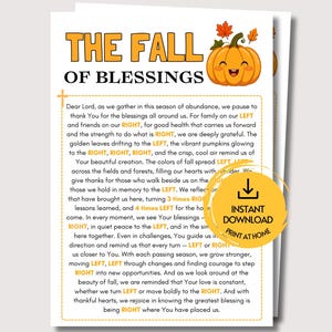 Fall Blessings Left Right Game, Printable Christian Fall Game for Adults & Kids, Fall Church Activity, Fall Bible Game, Womens Ministry Game