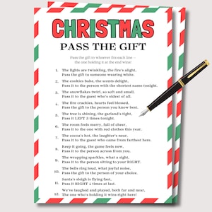 Pass the Gift, Fun Christmas Game for Adults Kids, Pass The Prize Poem, Gift Exchange Game, Office Christmas Party Game, Pass the Present