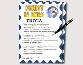 Trivia-spel Christ Is Born, christelijk kerstspel voor kinderen volwassenen kerk kerstspellen, kerstbijbelspel, kerstbijbelactiviteit