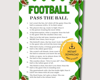 Football Game Pass the Ball, Fun Printable Football Party Game for Kids & Adults, Pass the Football, Team Building, Office, College Game