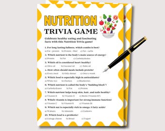 Nutrition Trivia Game, Fun Nutrition Game for Kids Adults Seniors, Nutrition Activity Quiz, Healthy Food Trivia Game, Healthy Eating Game