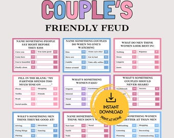 Couples Feud Questions, Fun Printable Couple Game Family Feud for Couple Game Night, Friendly Feud Couples Date Game Icebreaker Trivia Quiz