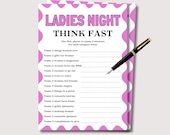 Ladies Night Think Fast Game, Fun Ladies Night Game for Women, Girls Night Games for Ladies Night Think Quick Game, Girls Night Out Trivia