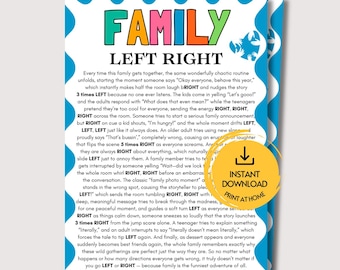 Family Left Right Game, Fun Printable Family Game Night Pass the Prize Game, Family Reunion Pass the Gift Game, Family Party Icebreaker