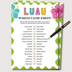 Luau Games Which Came First, Luau Party Games, Hawaiian Themed Game, Summer Party Games, Hawaiian Games, Tropical Games, Luau Adult Games