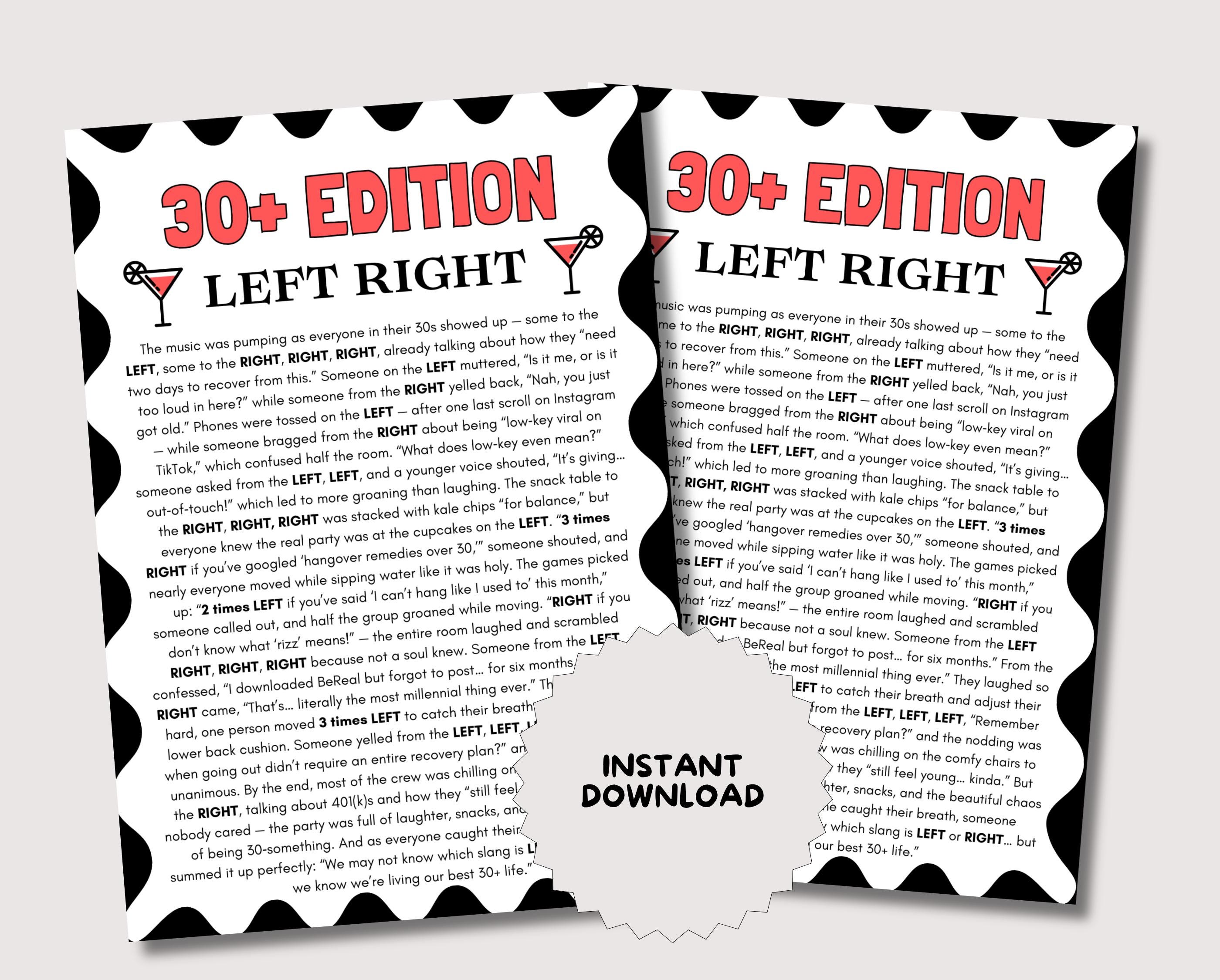 Funny Adult Left Right Game, 30th Birthday Games, Pass the Prize Ladies ...