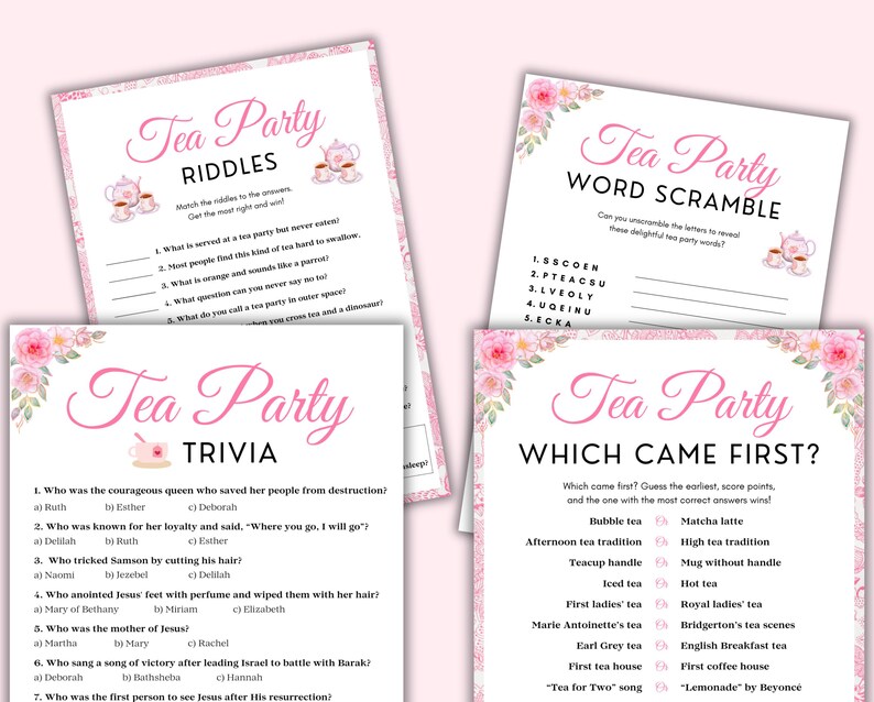 Bible Tea Party Games, Christian Tea Party Games, Church Tea Party ...