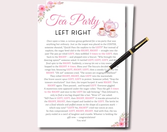 Tea Party Left Right Game, Adult Tea Party Games for Girls Women, Tea Party Pass the Prize, High Tea Party Pass the Prize, Urban Tea Party