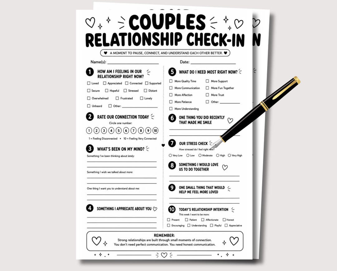 Relationship Checklist.pdf Couples Relationship Check In, Printable Couples Therapy Worksheet ...