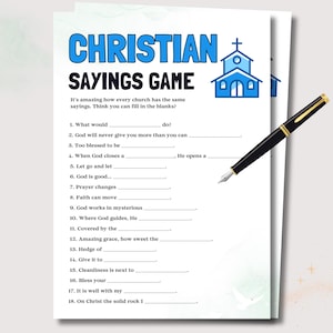 Christian Sayings Game, Fun Christian Trivia for Kids and Adults, Church Activity for Teens Sunday School Game, Bible Games Women's Ministy